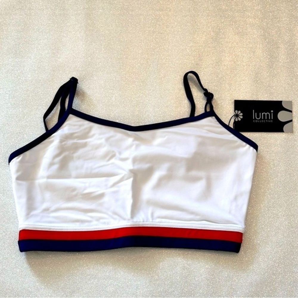 Lumi Collective Color Block Camisole Crop Top red white blue AM dance‎ dancewear